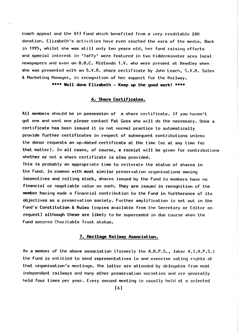 GWR 813 Fund Winter 1998 Newsletter.
