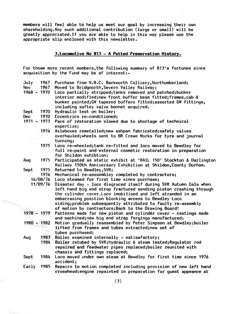GWR 813 Fund Winter 1998 Newsletter.