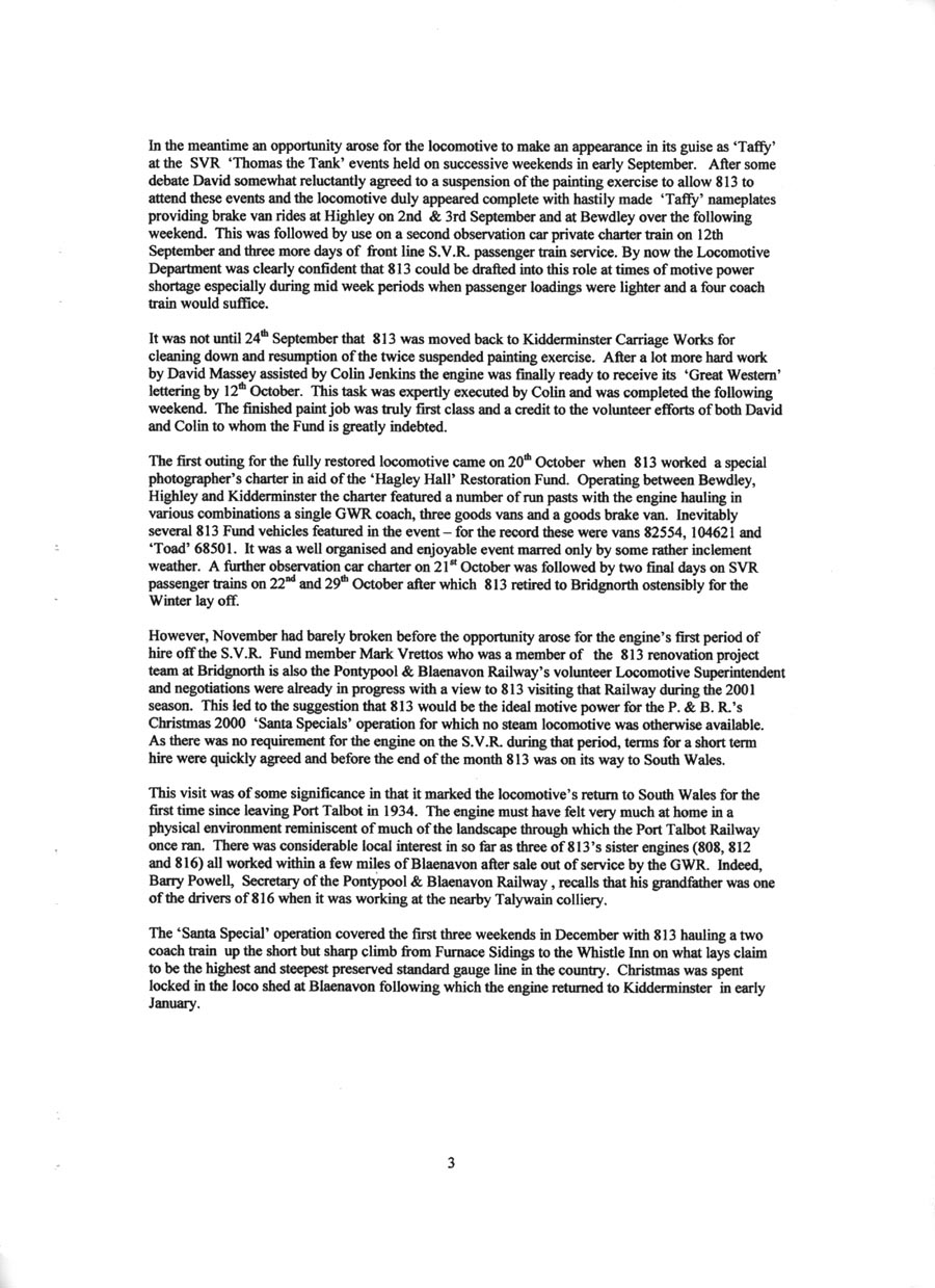 GWR 813 Fund Winter 1998 Newsletter.