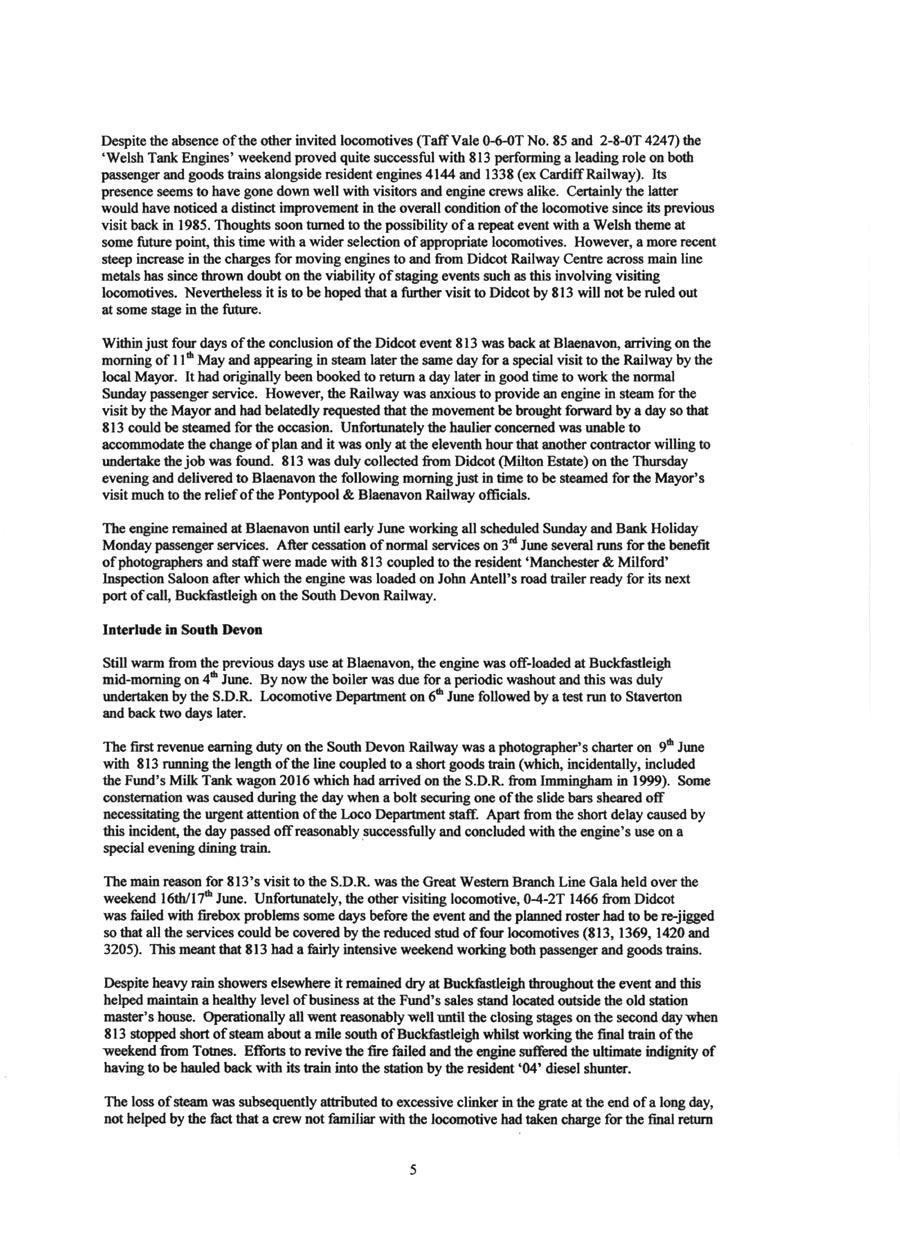 GWR 813 Fund Winter 1998 Newsletter.