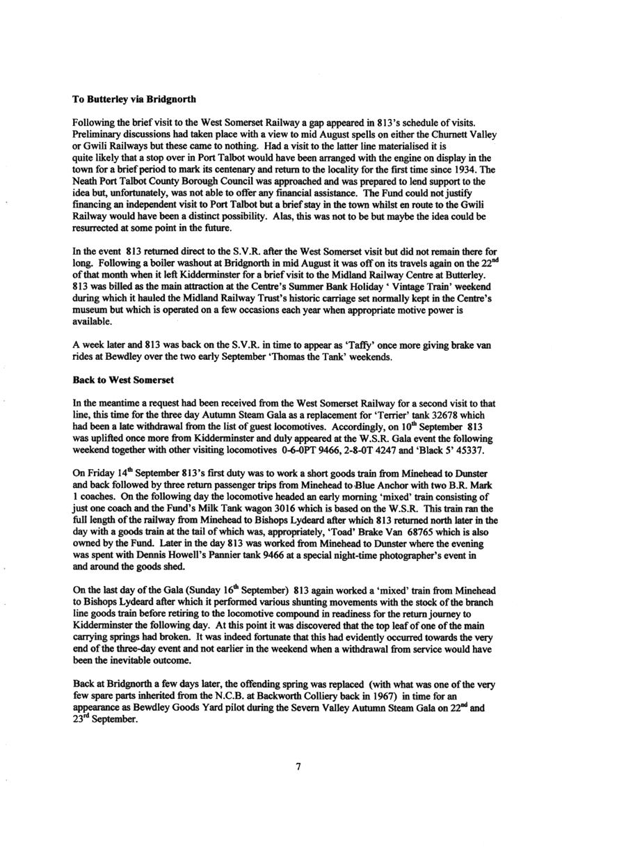 GWR 813 Fund Winter 1998 Newsletter.