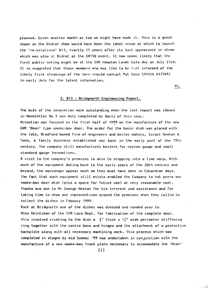 GWR 813 Fund Winter 1998 Newsletter.